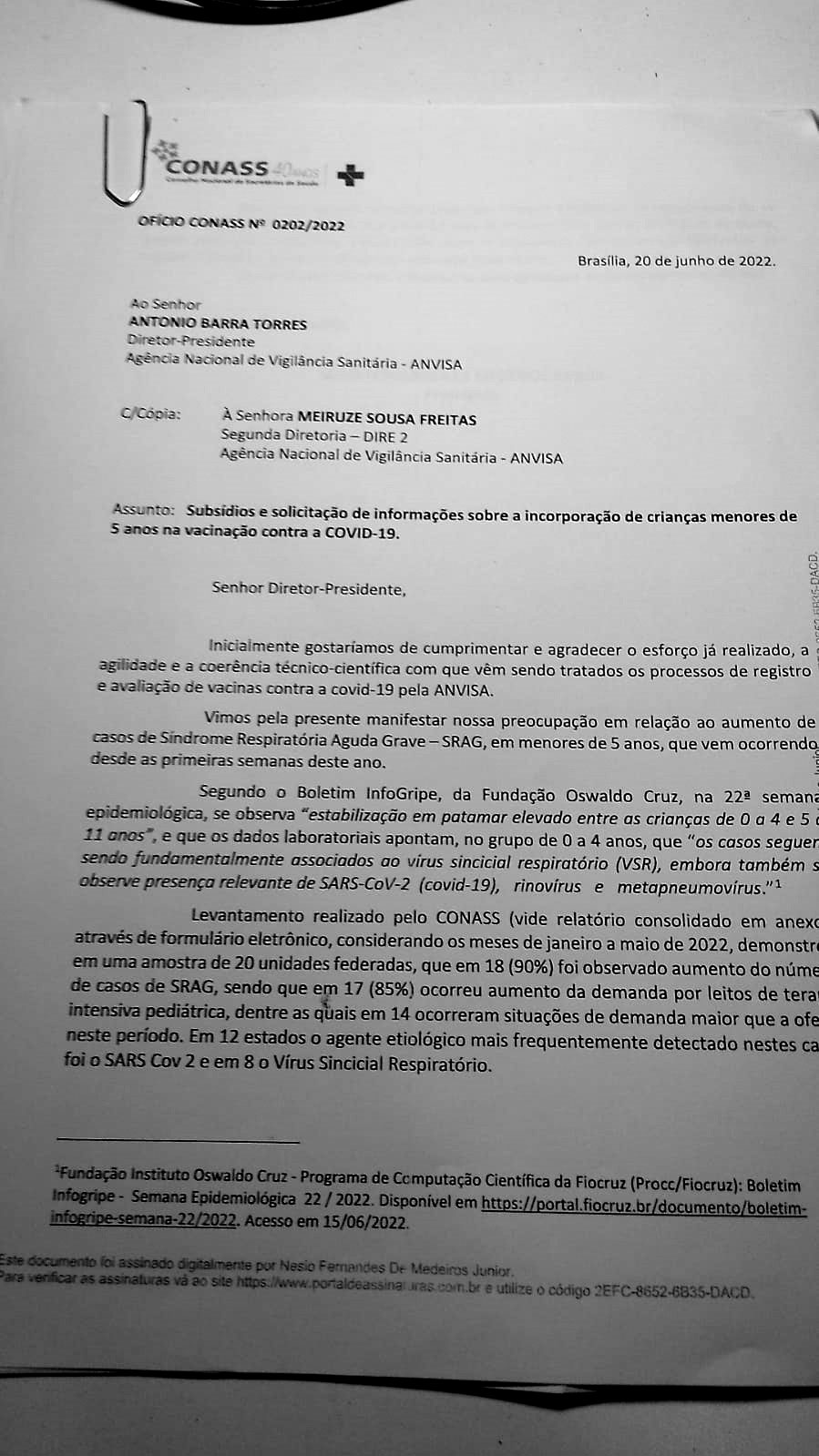 Secretários de Saúde do país pedem a Anvisa vacinação para crianças menores de cinco anos